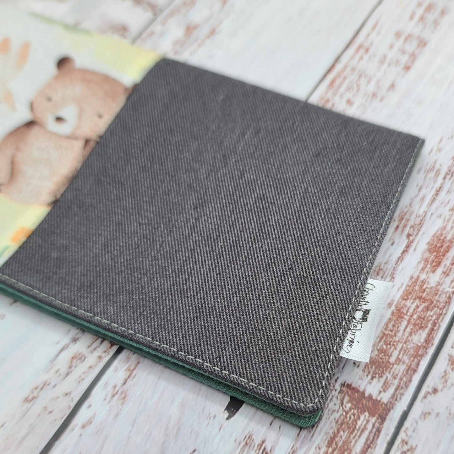 Protège-carnet de santé - Vaccination - Personnalisé - Animaux - Ours, Écureuil & Hérissons - DENIM Gris