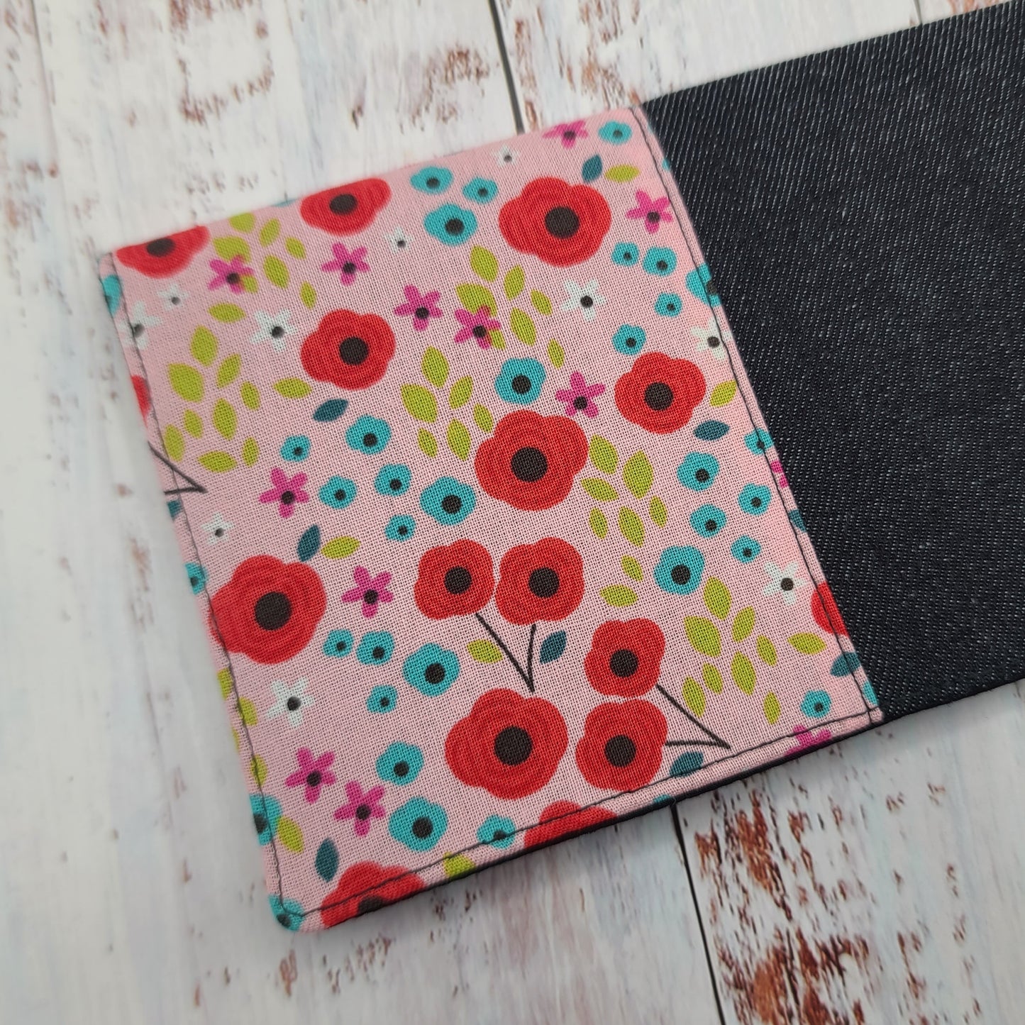 Protège-carnet de santé - Vaccination - Personnalisé - Fleurs Rouges, Aqua, Olive & Fuchsia