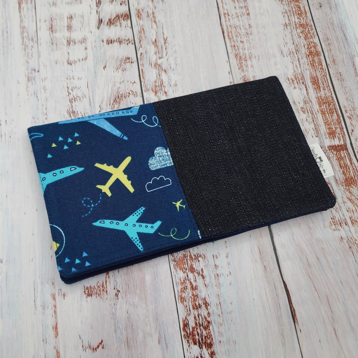 Protège-carnet de santé - Vaccination - Personnalisé - Véhicules - Avions Jaunes et Bleues