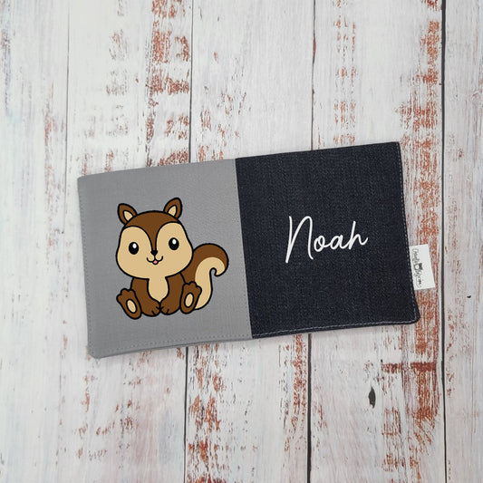 Protège-carnet de santé - Vaccination - Personnalisé - Animaux - Écureuil - GRIS