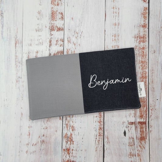 Protège-carnet de santé - Vaccination - Personnalisé - UNI - Gris et Denim