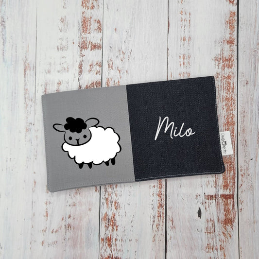 Protège-carnet de santé - Vaccination - Personnalisé - Animaux - Mouton - GRIS