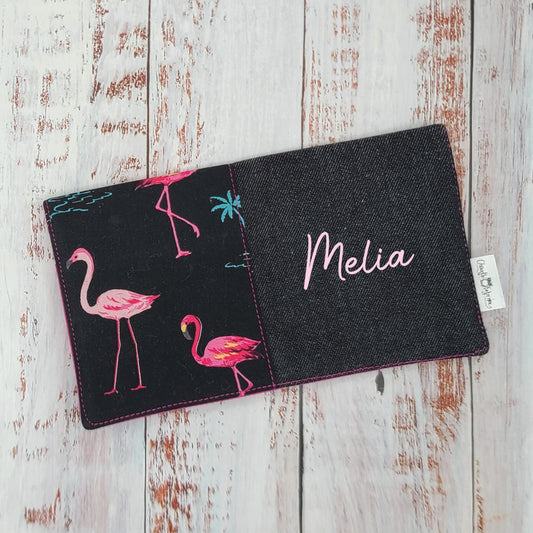 Protège-carnet de santé - Vaccination - Personnalisé - Animaux - Flamants Roses Fuchsia