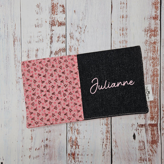 Protège-carnet de santé - Vaccination - Personnalisé - Fleurs - Mini fleurs teintes de roses