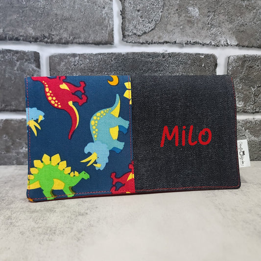 Protège-carnet de santé - Vaccination - Personnalisé - Animaux - Dinosaures (Couleurs)