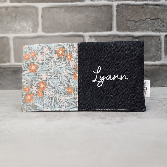 Protège-carnet de santé - Vaccination - Personnalisé - Fleurs - Fleurs Orangées