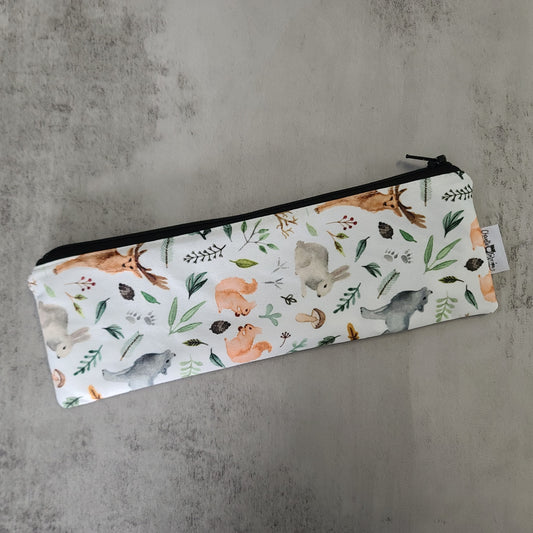 Pochette à ustensiles, brosse à dents, etc. - Sac réutilisable, lavable et imperméable - Animaux de la forêt