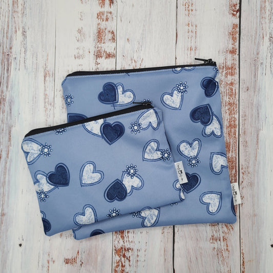 Sac réutilisable pour collation ou sandwich – Coeurs marine
