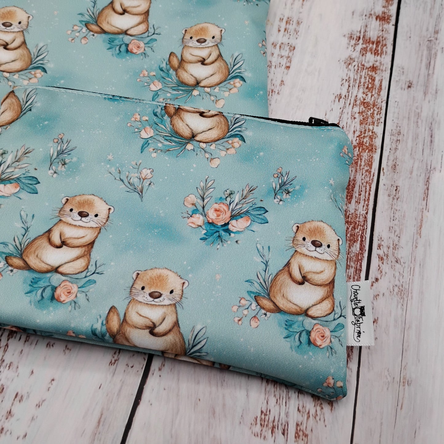 Sac réutilisable pour collation ou sandwich – Animaux – Loutres & Fleurs - Otter