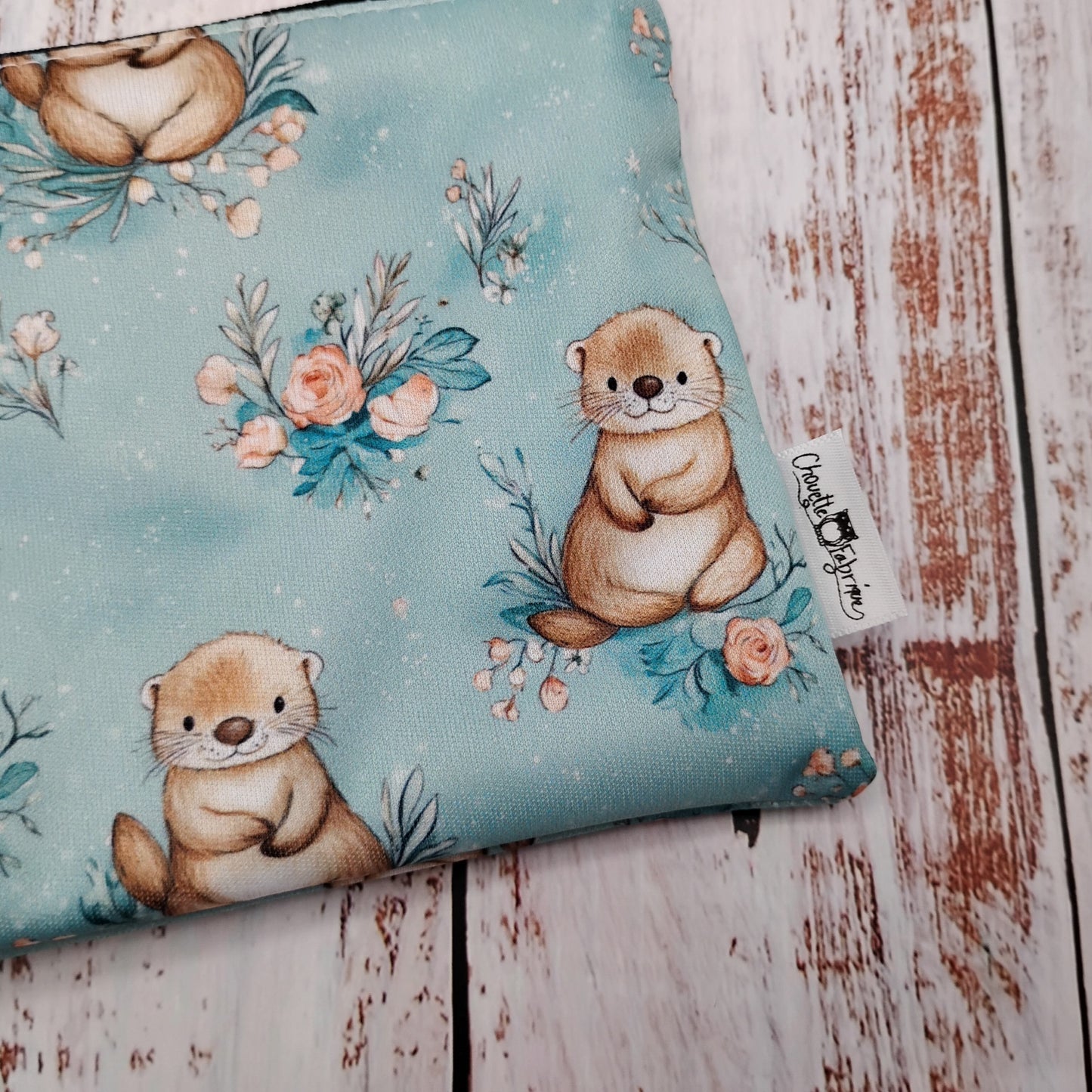 Sac réutilisable pour collation ou sandwich – Animaux – Loutres & Fleurs - Otter