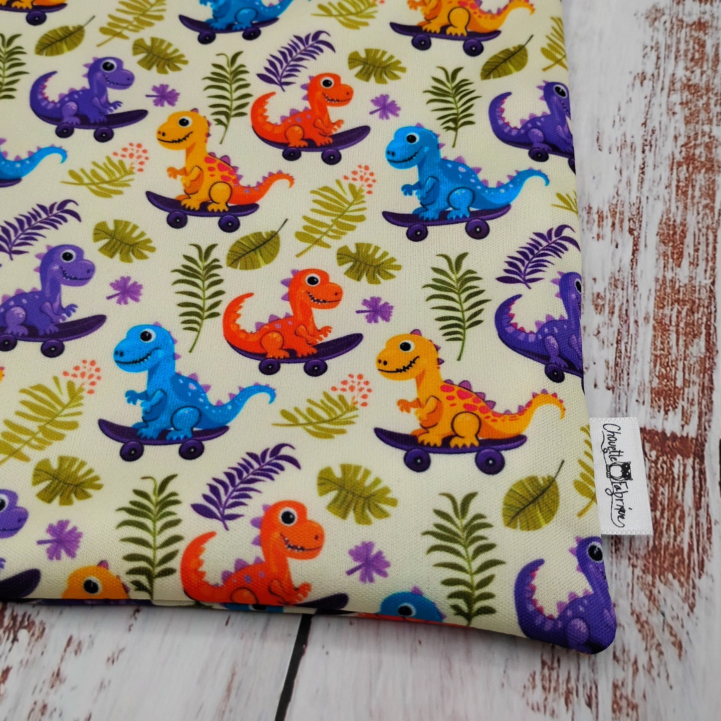Sac réutilisable pour collation ou sandwich – Animaux - Dinosaures en planches à roulettes