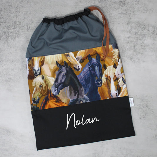 Sac de sport ou à souliers - Personnalisé - Cheval / Chevaux