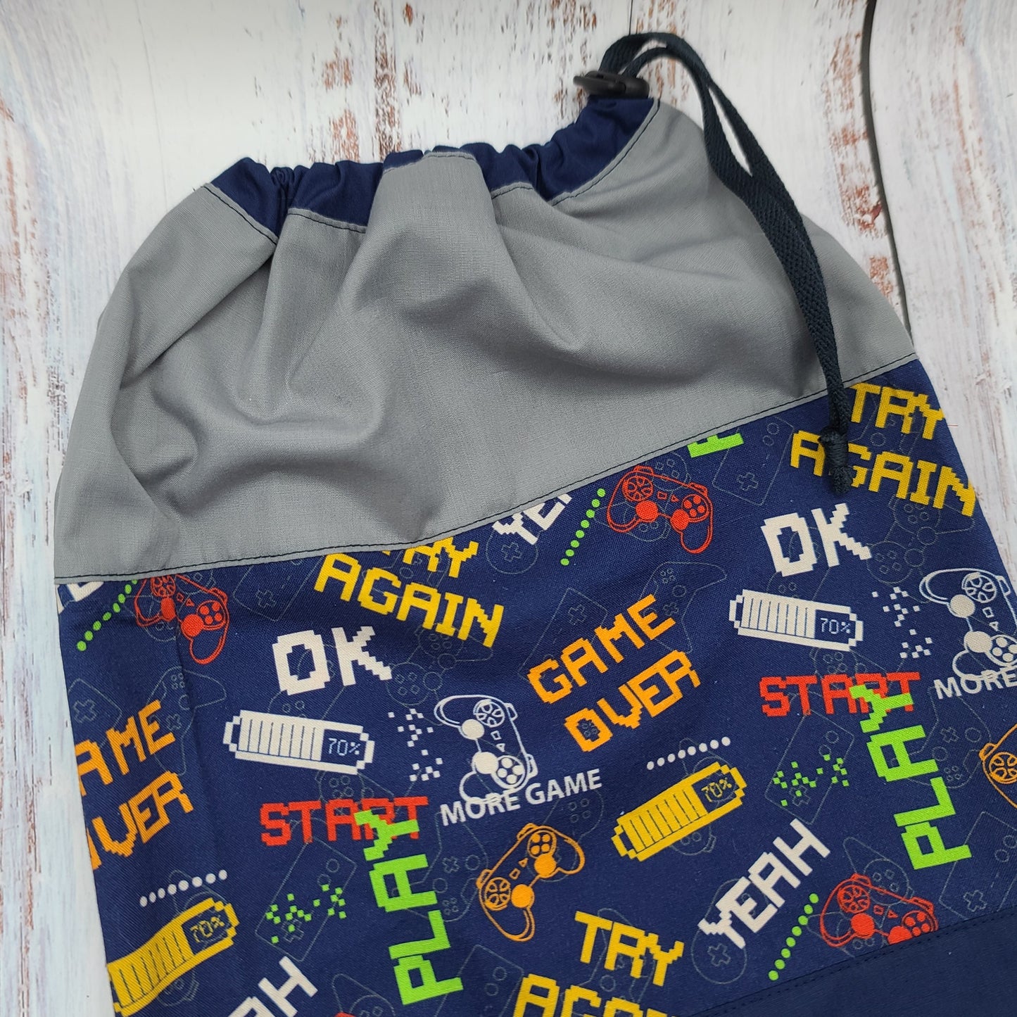 Sac de sport ou à souliers - Personnalisé - Gamer - Jeux vidéos - Game over - Haut gris
