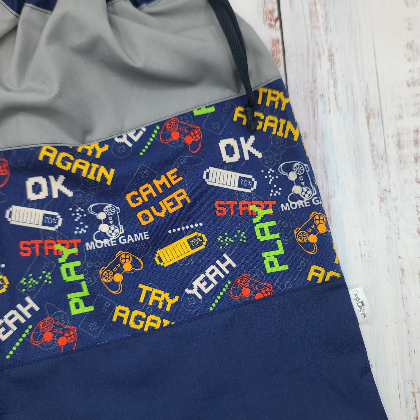 Sac de sport ou à souliers - Personnalisé - Gamer - Jeux vidéos - Game over - Haut gris