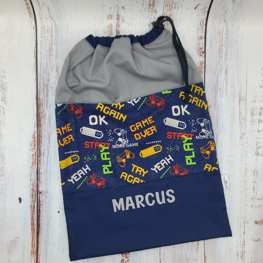 Sac de sport ou à souliers - Personnalisé - Gamer - Jeux vidéos - Game over - Haut gris