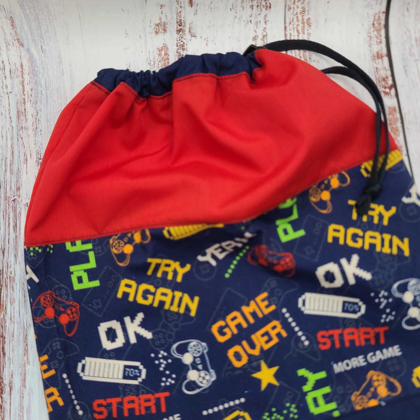 Sac de sport ou à souliers - Personnalisé - Gamer - Jeux vidéos - Game over - Haut rouge