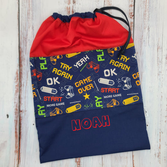 Sac de sport ou à souliers - Personnalisé - Gamer - Jeux vidéos - Game over - Haut rouge