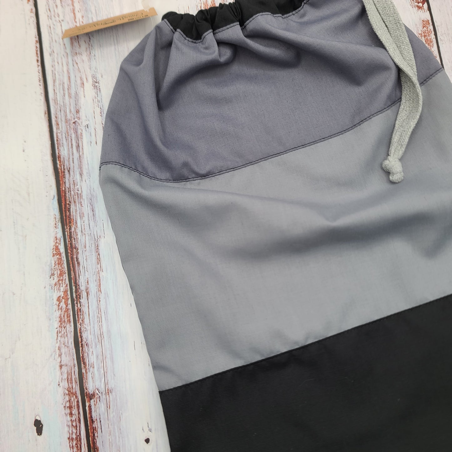 Sac de sport ou à souliers - Personnalisé - Gris et noir - Uni