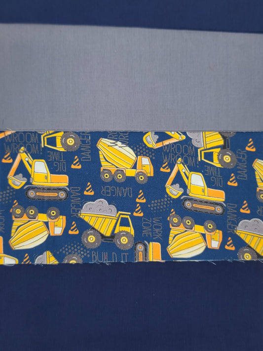 Sac de sport ou à souliers - Personnalisé - Véhicules - Camions de chantier (Marine/Jaune) - Haut gris