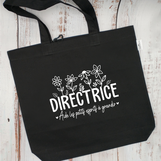 (CHOIX COULEURS) Sac d'épicerie / Sac fourre-tout réutilisable et lavable - DIRECTRICE - (Qui se roule pour le rangement) V1