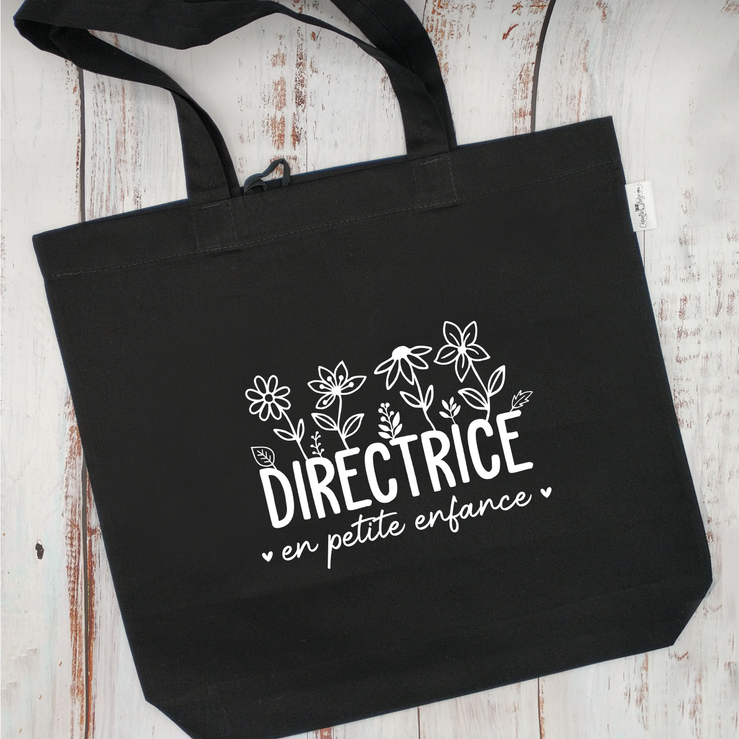 (CHOIX COULEURS) Sac d'épicerie / Sac fourre-tout réutilisable et lavable - DIRECTRICE EN PETITE ENFANCE - (Qui se roule pour le rangement) V1