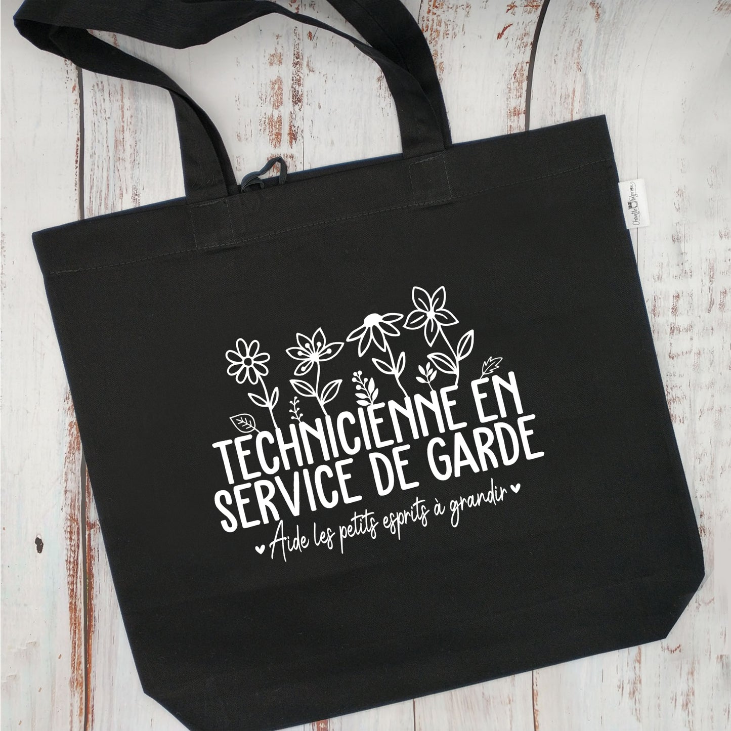 (CHOIX COULEURS) Sac d'épicerie / Sac fourre-tout réutilisable et lavable - TECHNICIENNE EN SERVICE DE GARDE - (Qui se roule pour le rangement)