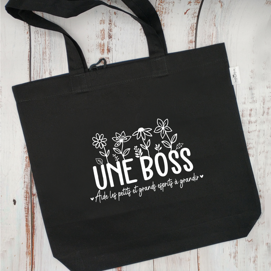 (CHOIX COULEURS) Sac d'épicerie / Sac fourre-tout réutilisable et lavable - UNE BOSS - (Qui se roule pour le rangement)