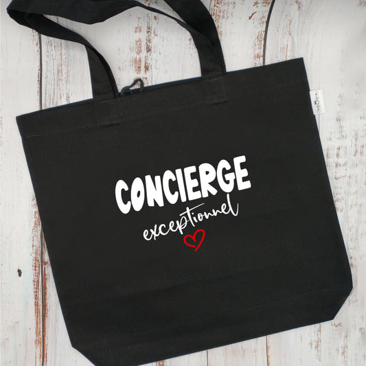 (CHOIX COULEURS & PROFESSION) Sac d'épicerie / Sac fourre-tout réutilisable et lavable - Concierge (ou autre) exceptionnel - (Qui se roule pour le rangement) - v4