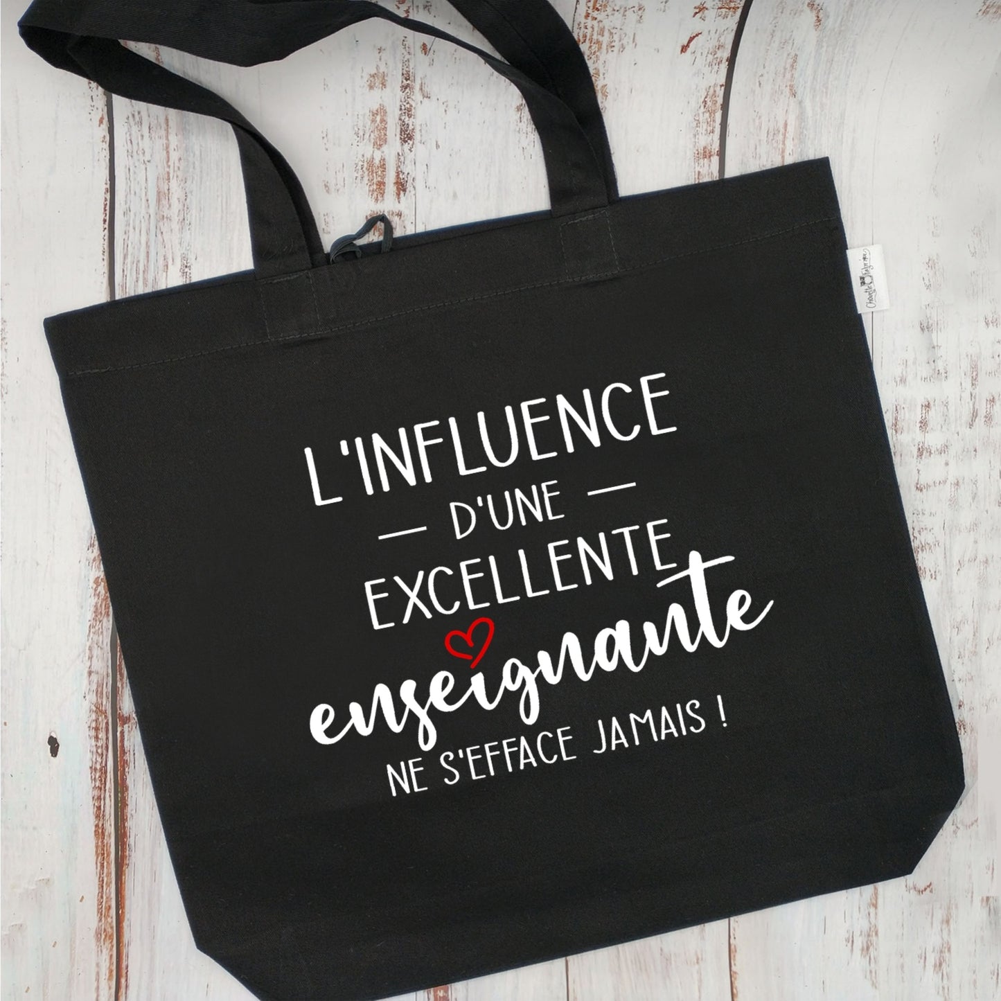 (CHOIX COULEURS & PROFESSION) Sac d'épicerie / Sac fourre-tout réutilisable et lavable - L'influence d'une EXCELLENTE ENSEIGNANTE ne s'efface jamais ! - (Qui se roule pour le rangement) - v2