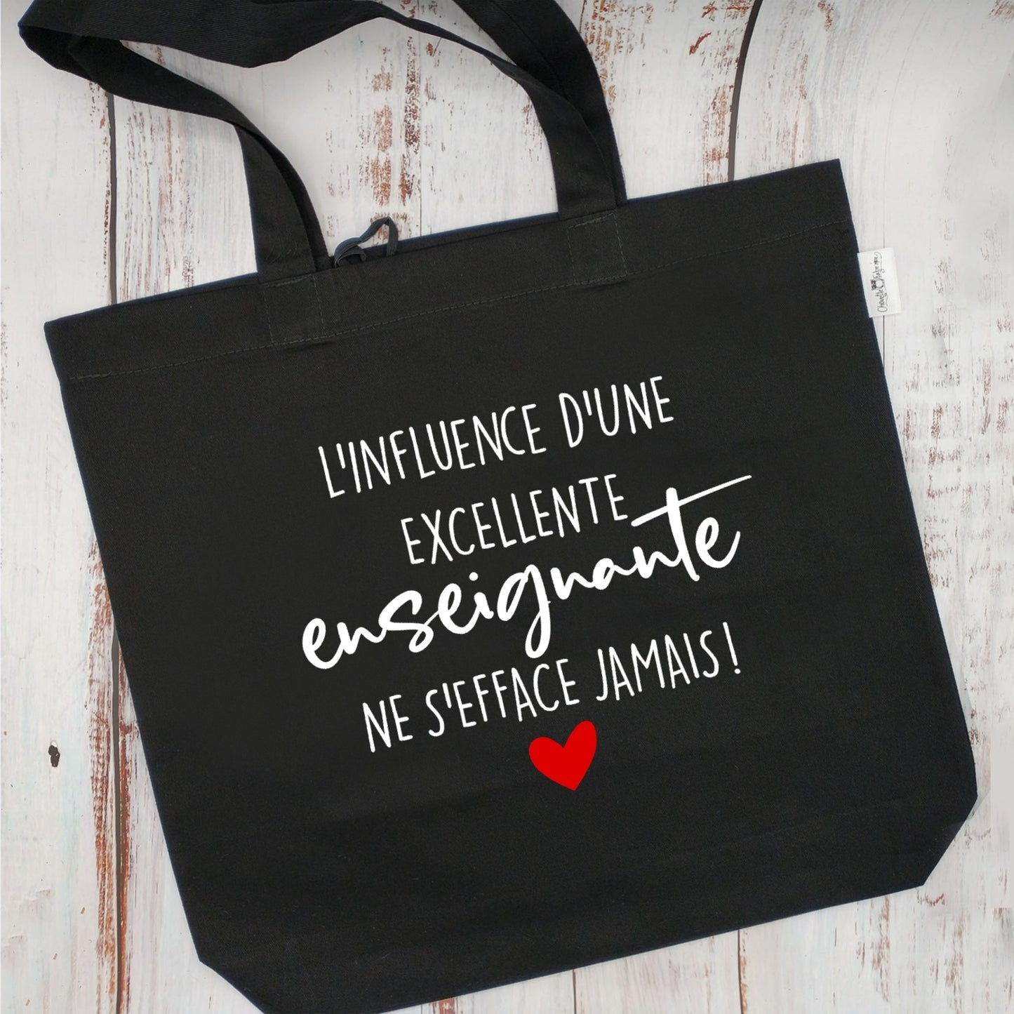 (CHOIX COULEURS & PROFESSION) Sac d'épicerie / Sac fourre-tout réutilisable et lavable - L'influence d'une EXCELLENTE ENSEIGNANTE ne s'efface jamais ! - (Qui se roule pour le rangement) - v3