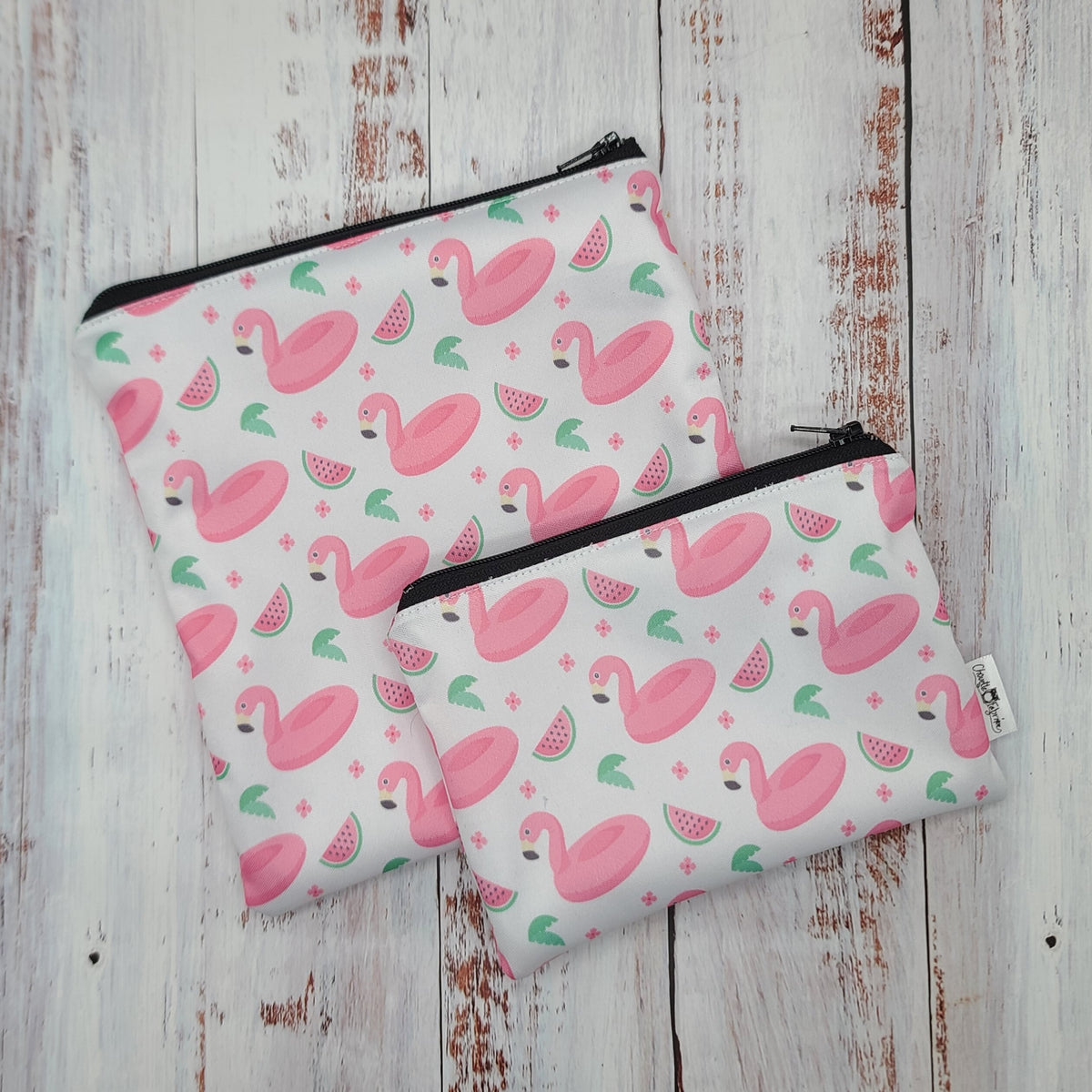 Sac réutilisable pour collation ou sandwich – Animaux - Flamants roses & Melons d'eau