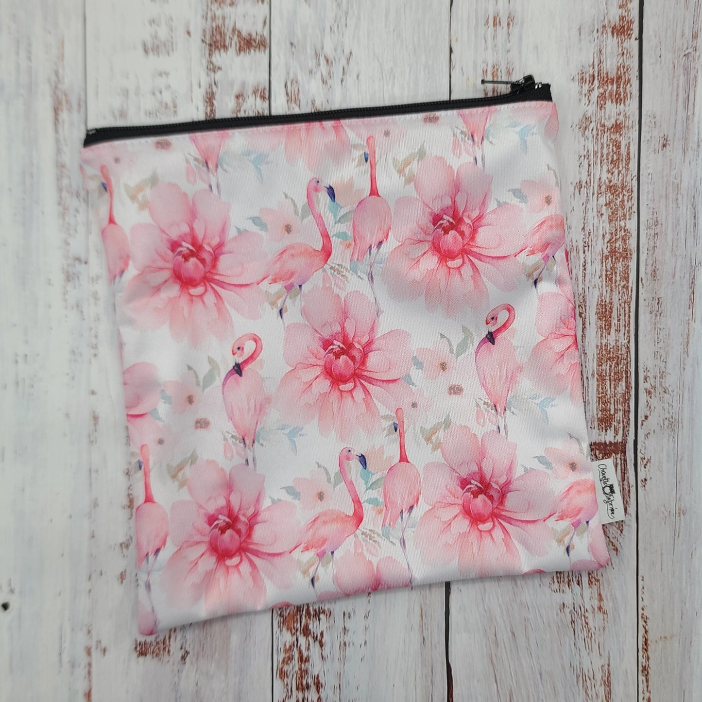 Sac réutilisable pour collation ou sandwich – Animaux - Flamants roses & Fleurs