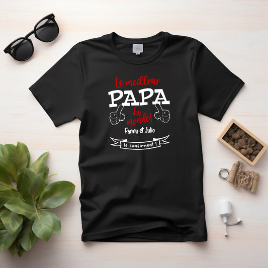 T-shirt HOMME à col rond - Le meilleur PAPA du monde - NOM(S) ENFANT(S) v1