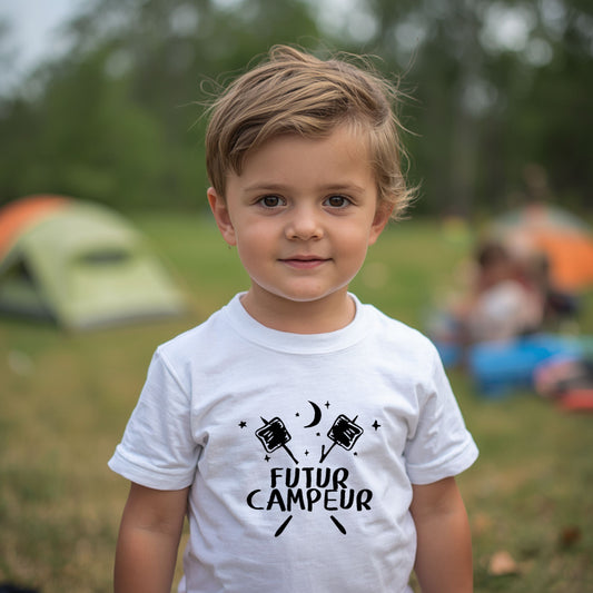 T-shirt - ENFANTS (gr. 2T à XL) - Col rond - Futur campeur - Guimauves et lune - V3