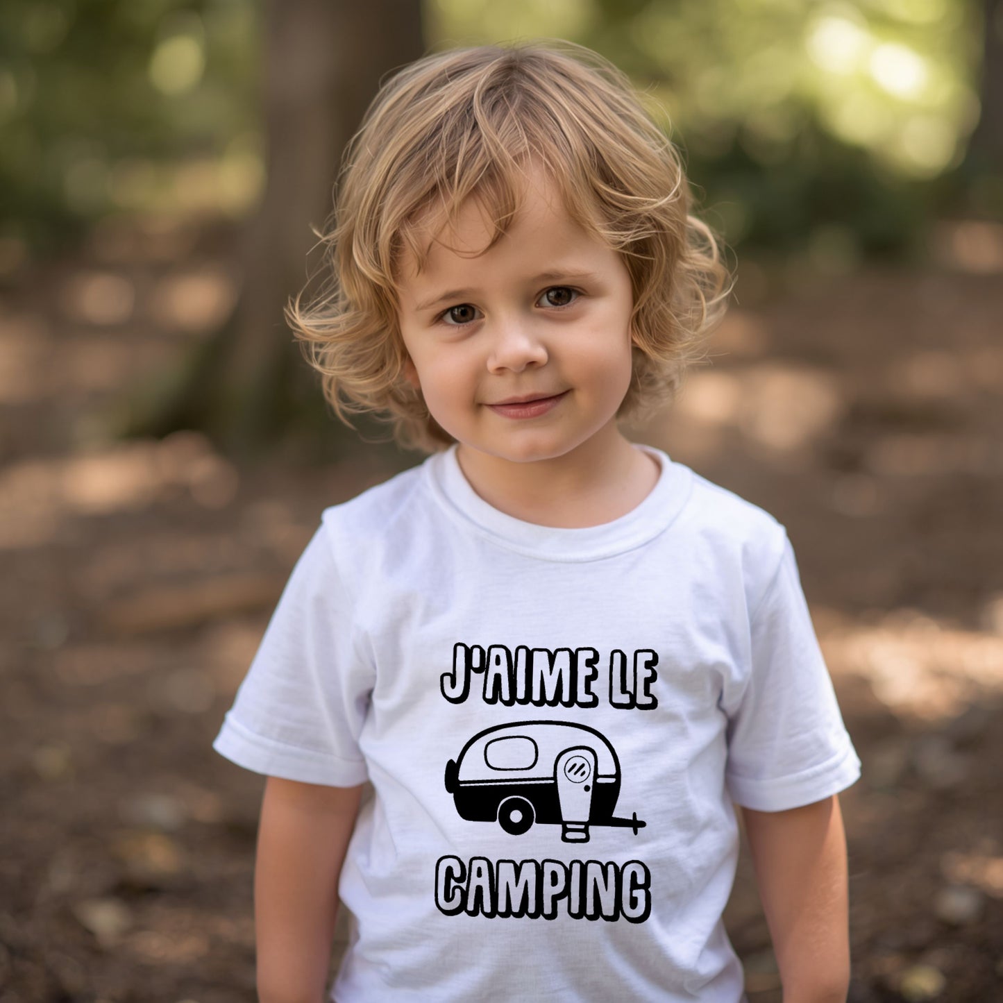 T-shirt - ENFANTS (gr. 2T à XL) - Col rond - J'aime le camping - Roulotte - V8