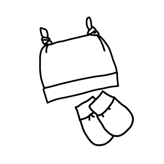 TISSUS AU CHOIX - Ensemble de naissance pour bébé - Tuque (2 nœuds) et mitaines pour nouveau-né ou 0-3 mois