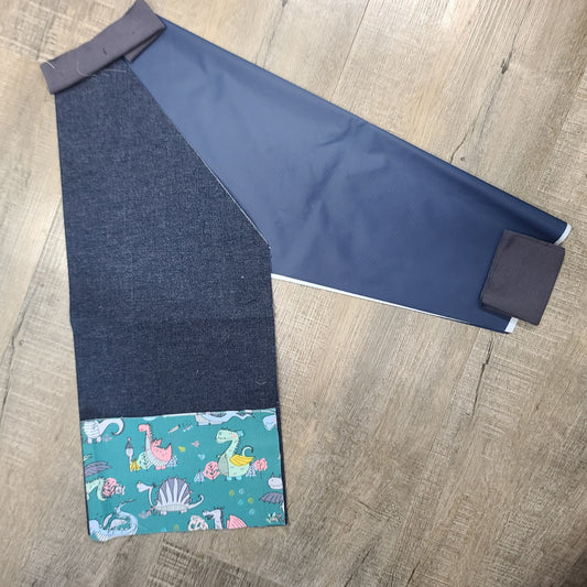 Tablier d'artiste/bricolage pour enfant avec manches et pochettes (Personnalisé avec prénom) - Manches marines - Dragons