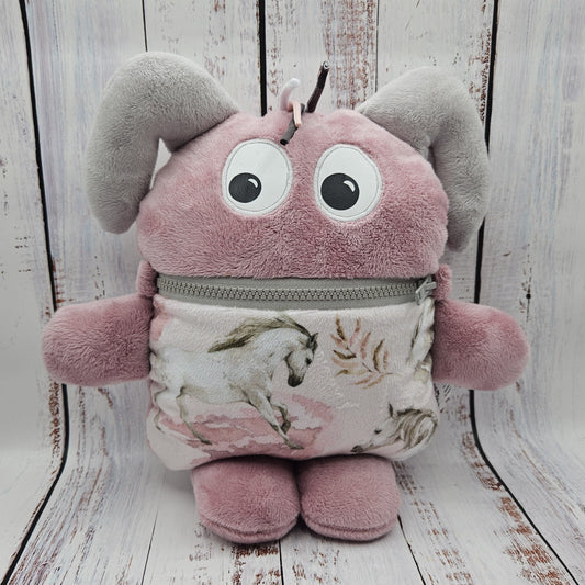 Toutou monstre mangeur de peurs, secrets, etc. - Motifs Chevaux - Personnalisé au prénom de l'enfant