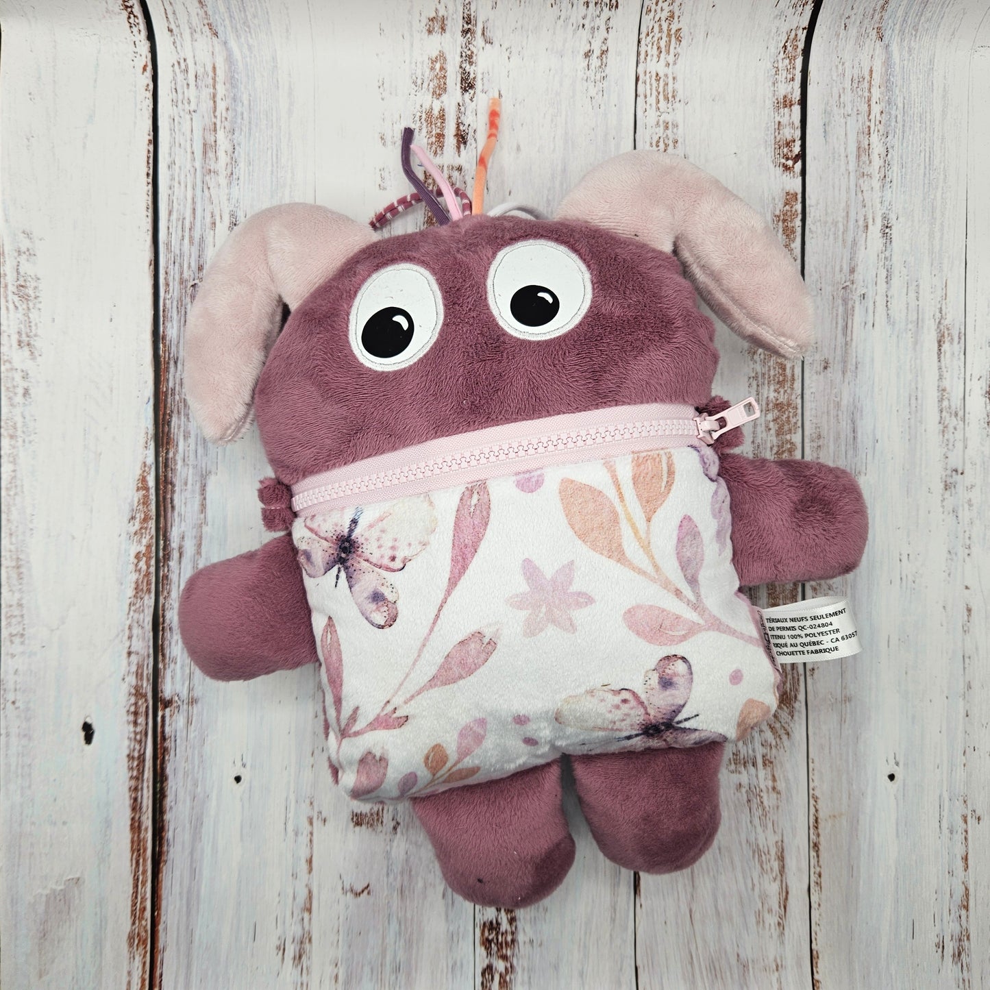 Toutou monstre mangeur de peurs, secrets, etc. - Motifs Papillons - Personnalisé au prénom de l'enfant (Copie)