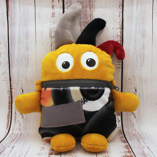 Toutou monstre mangeur de peurs, secrets, etc. - Vinyles de musique - Personnalisé au prénom de l'enfant - Moutarde