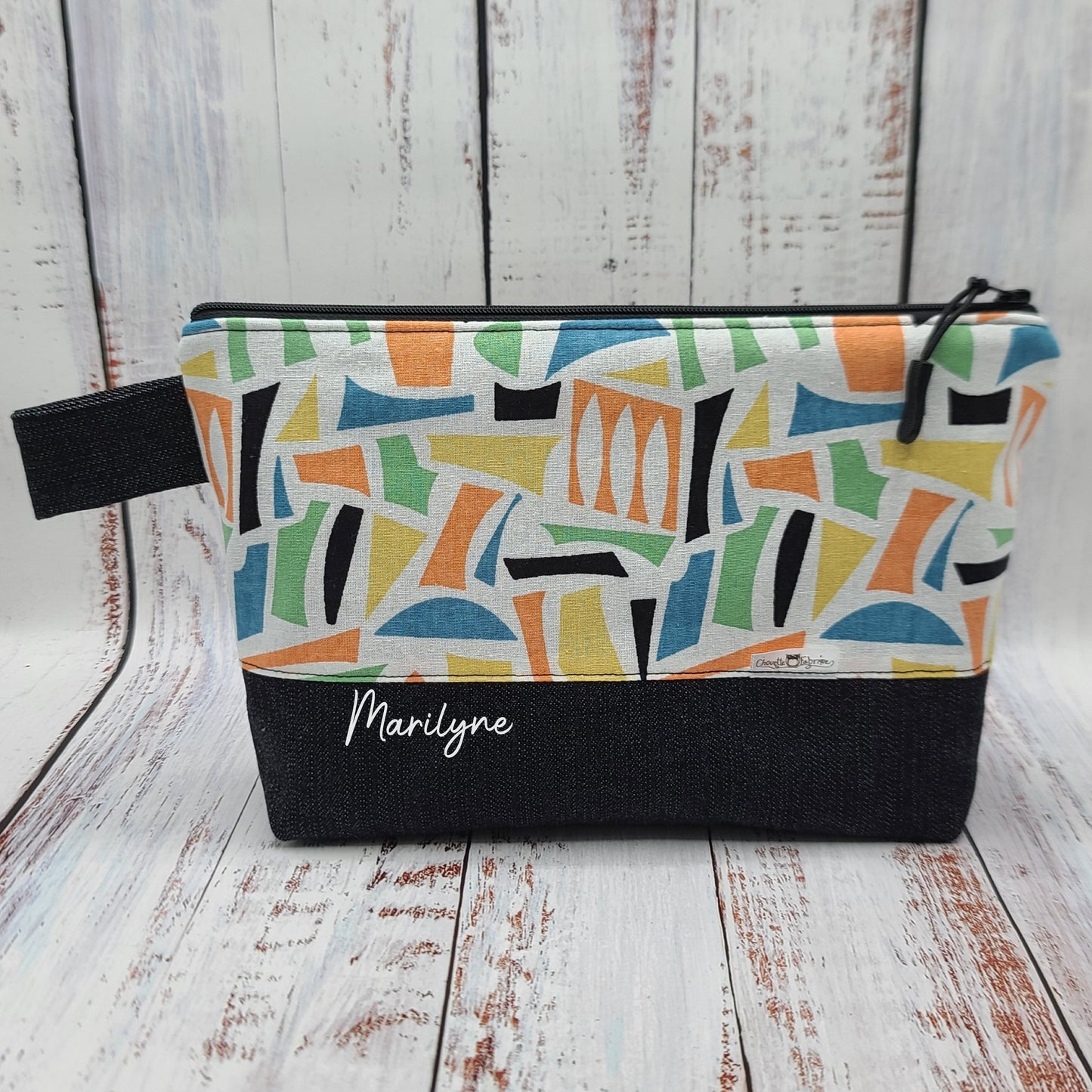 Trousse de voyage - Sac à cosmétiques/maquillage - Étui à crayons - Formes géométriques multi couleurs