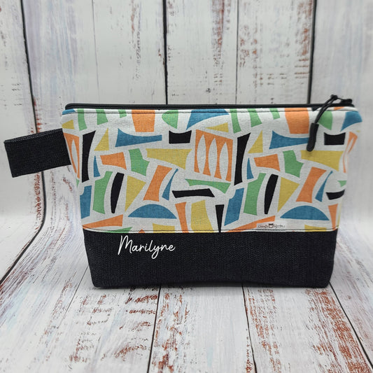 Trousse de voyage - Sac à cosmétiques/maquillage - Étui à crayons - Formes géométriques multi couleurs