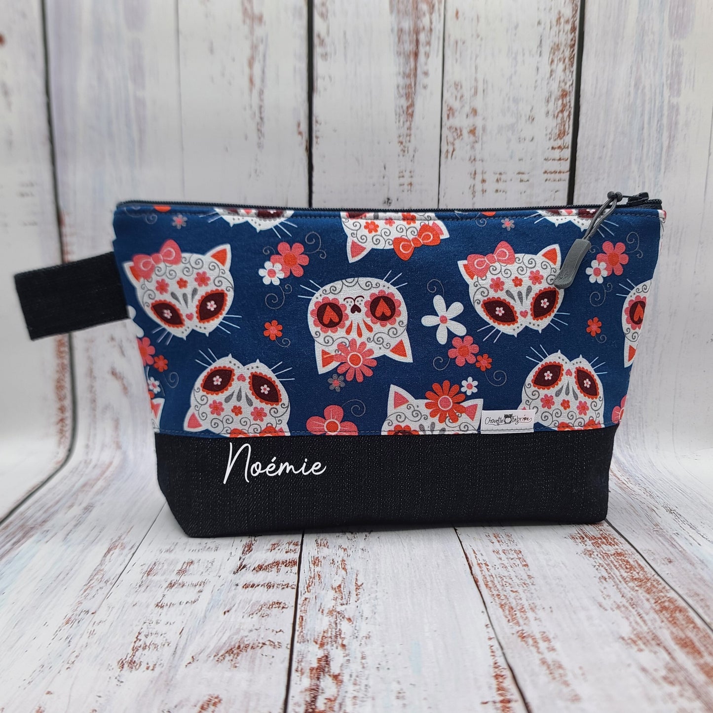 Trousse de voyage - Sac à cosmétiques/maquillage - Étui à crayons - Chats "Calavera"