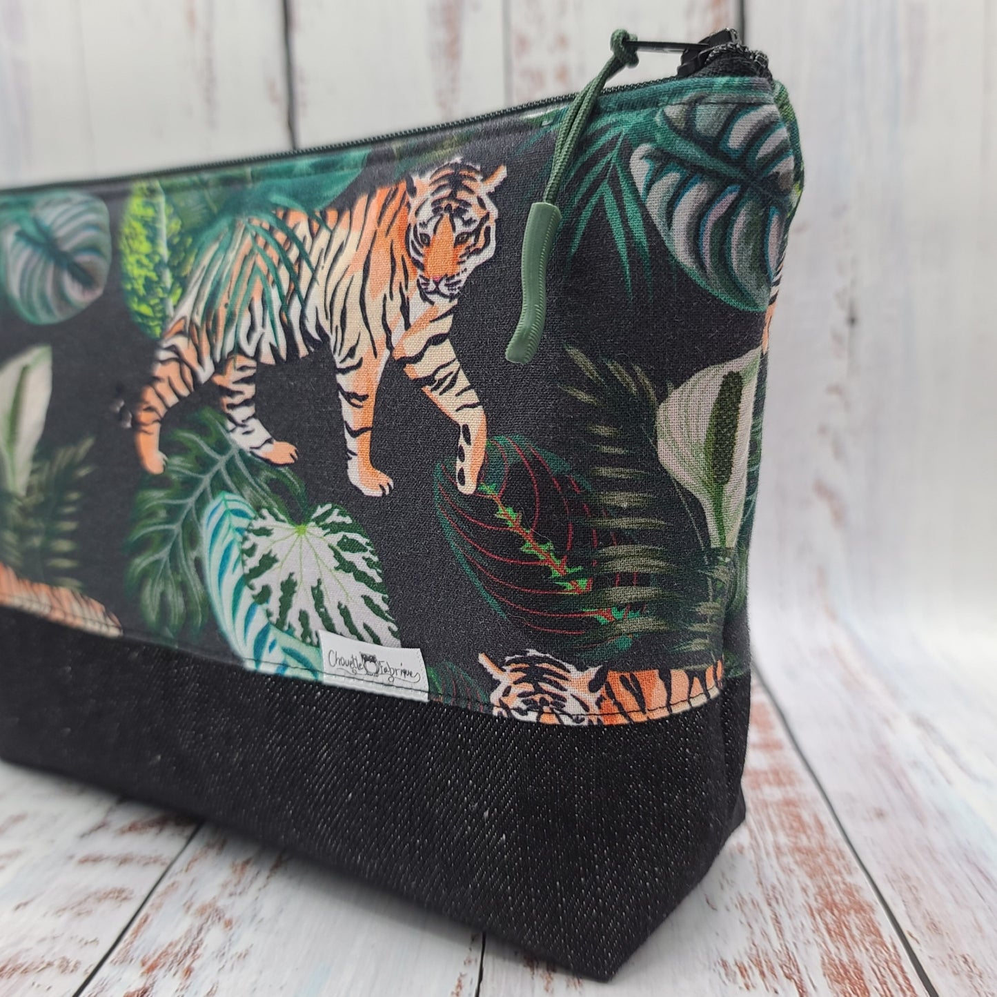 Trousse de voyage - Sac à cosmétiques/maquillage - Étui à crayons - Tigres sur fond noir