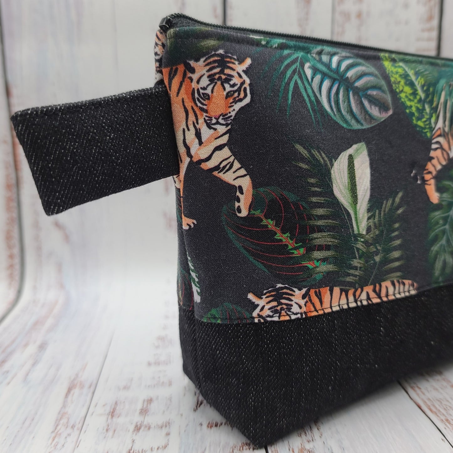 Trousse de voyage - Sac à cosmétiques/maquillage - Étui à crayons - Tigres sur fond noir