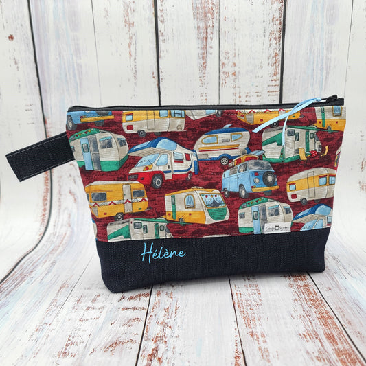 Trousse de voyage - Sac à cosmétiques/maquillage - Étui à crayons - Roulottes "Vintage"