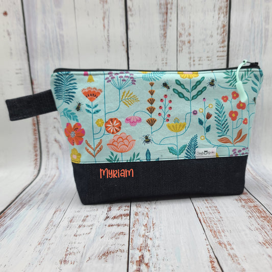 Trousse de voyage - Sac à cosmétiques/maquillage - Étui à crayons - Fleurs sur tiges