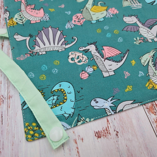 Napperon personnalise (Couleur d'impression au choix) - Animaux - Dragons - Pochette menthe