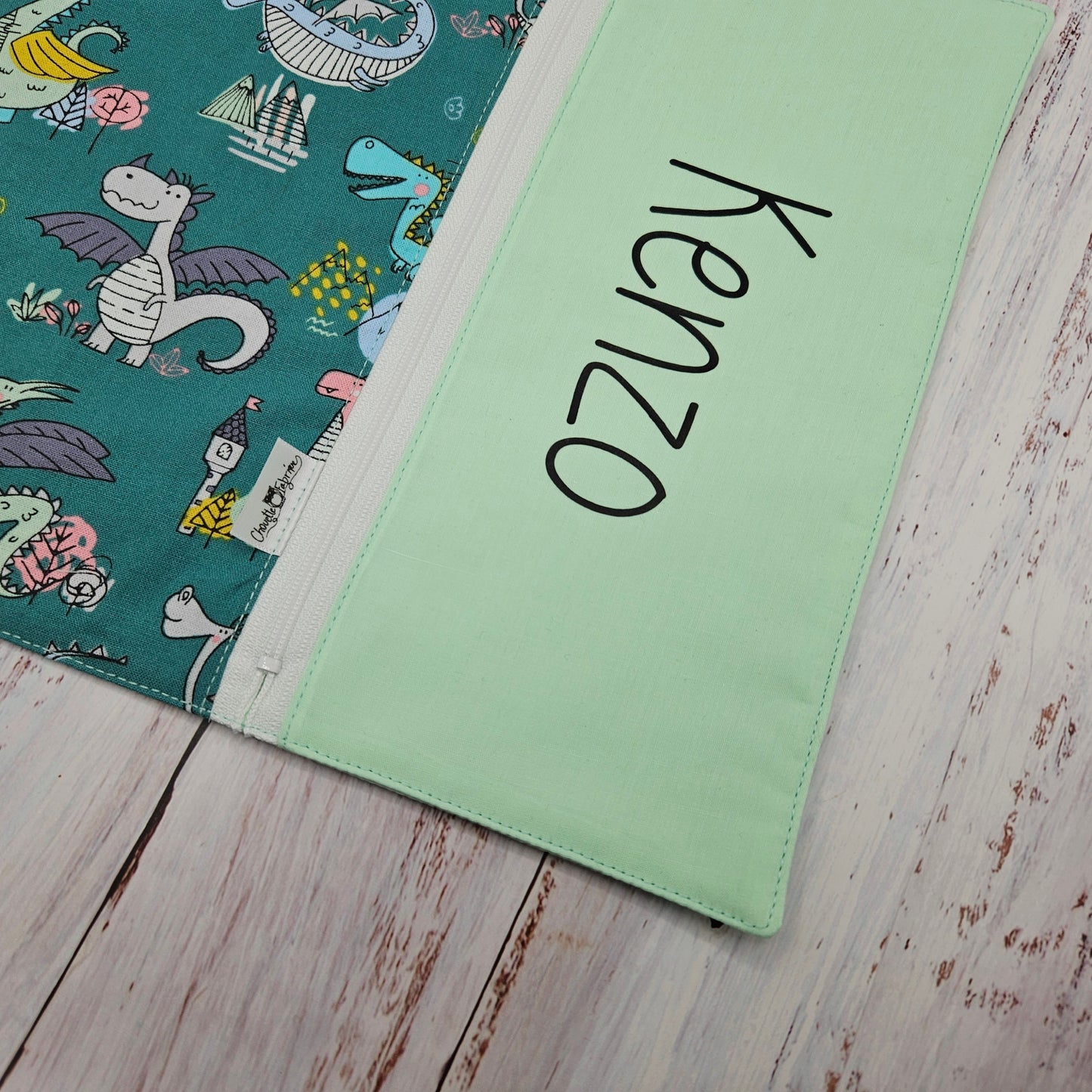 Napperon personnalise (Couleur d'impression au choix) - Animaux - Dragons - Pochette menthe