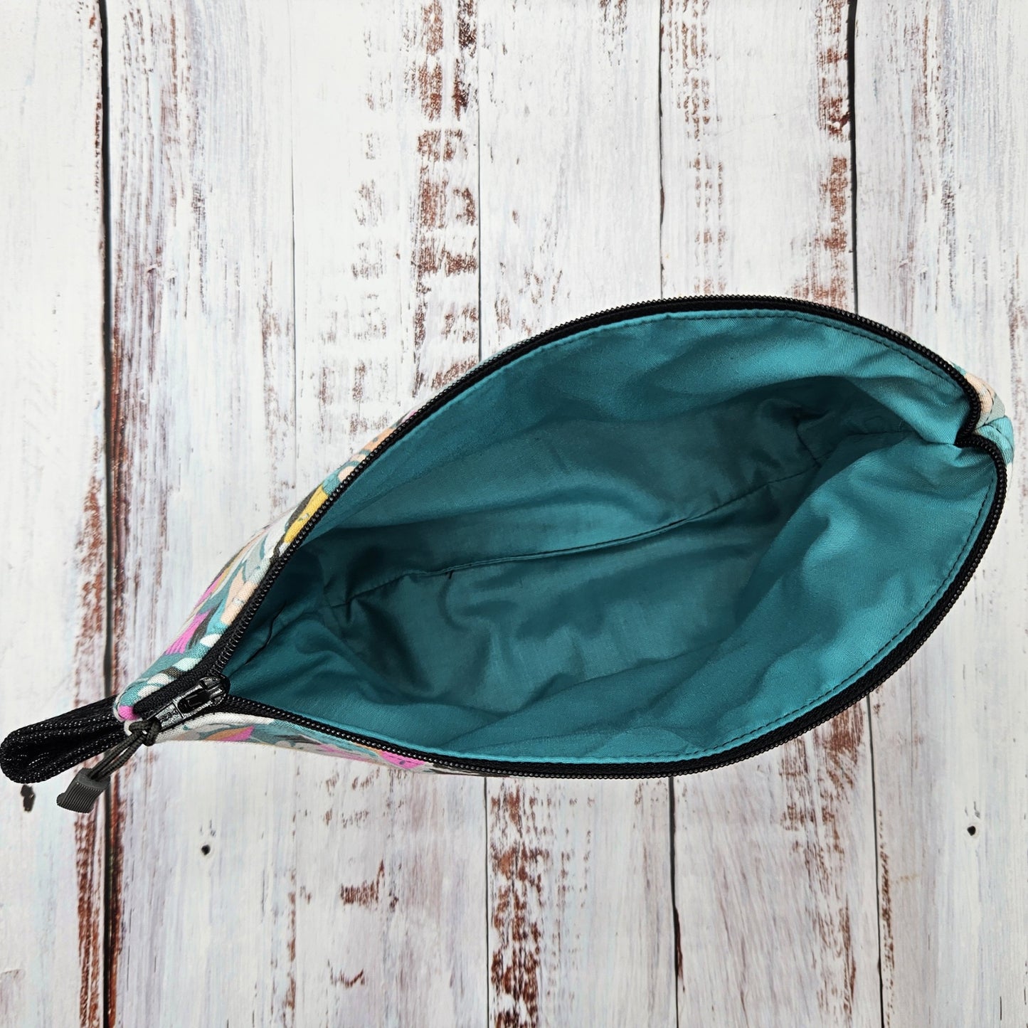 Trousse de voyage - Sac à cosmétiques/maquillage - Étui à crayons - Feuillages - Rose et aqua